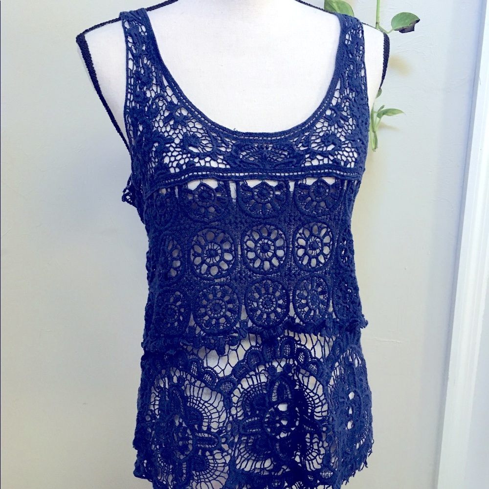 Navy Blue Crochet Tank - Stevie Nicks Vibes